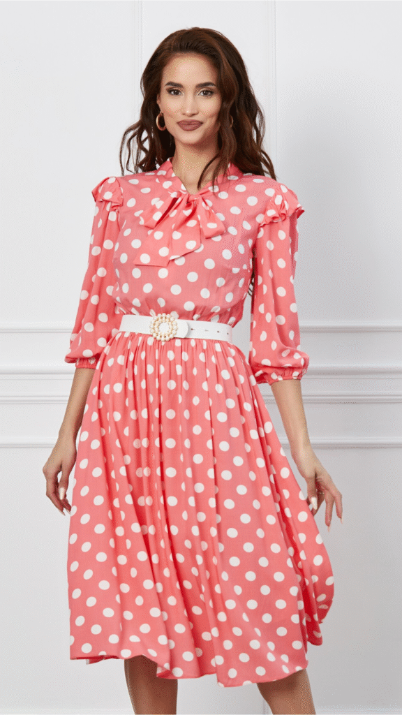 Rochie pastel cu buline pentru femei peste 30 de ani – vară 2025